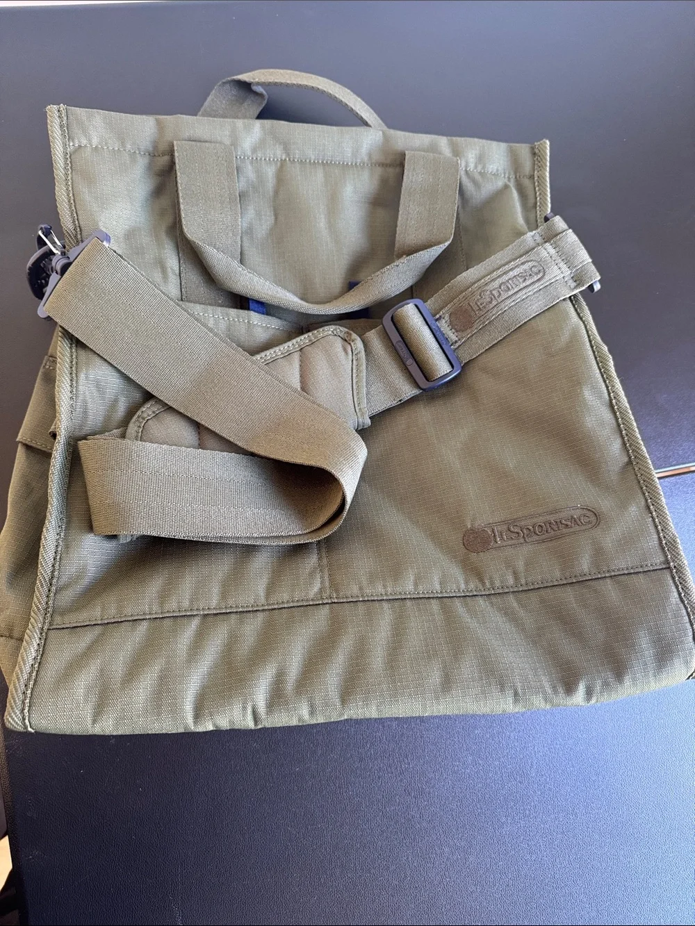 Lesportsac Olive Tote Messenger Bag with Padded Strap